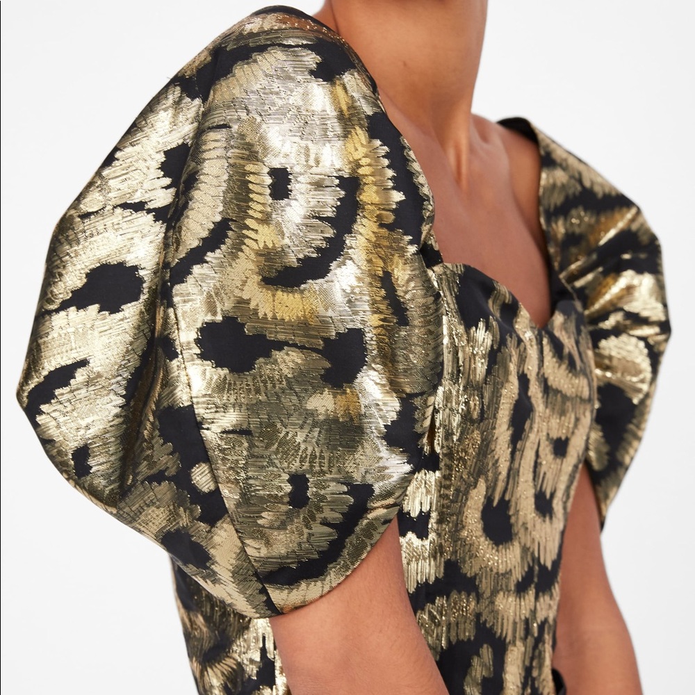 Zara Balloon Sleeve Top Gold Gem